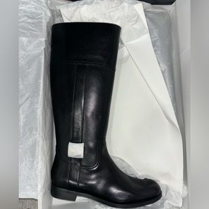 black womens 100% leather polo riding boots